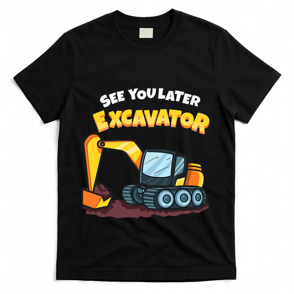 See You Later Excavator Heavy Equipment Digging Dozer Boy T-Shirt - Black