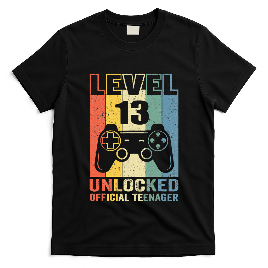 Teenager 13th Birthday Gift Level 13 Unlocked T-Shirt