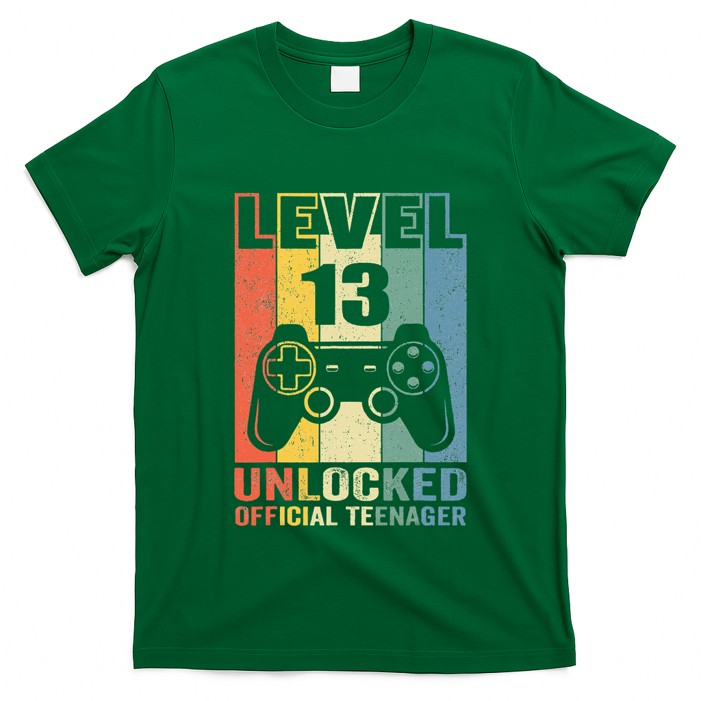Teenager 13th Birthday Gift Level 13 Unlocked T-Shirt