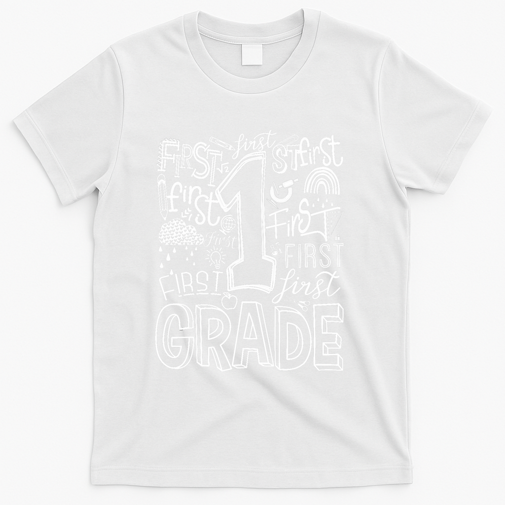 Typography 1st Grade Team Student Teacher T-Shirt - White
