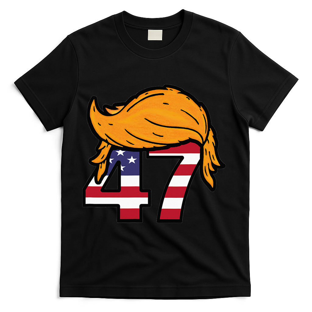 TRUMP 47th President Hair T-Shirt - Black