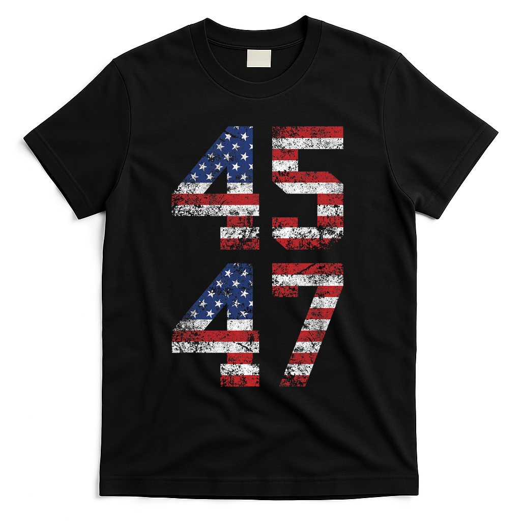 Trump 2024 45 47 Vintage Usa Flag T-Shirt - Black