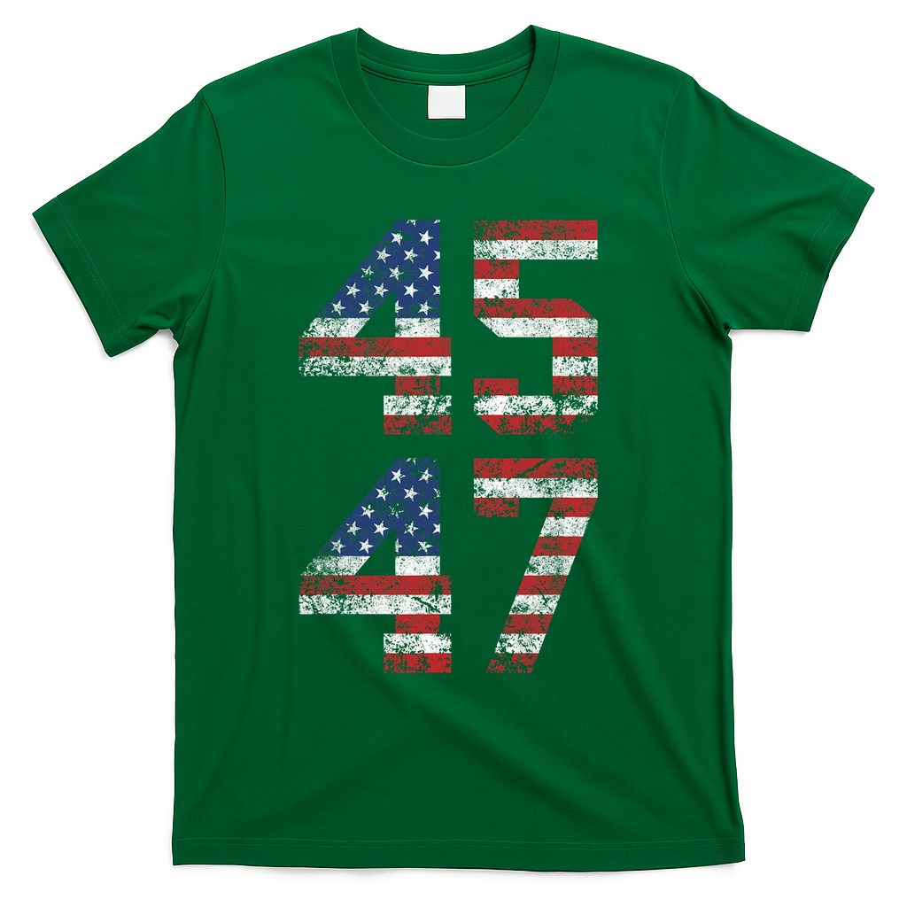 Trump 2024 45 47 Vintage Usa Flag T-Shirt - Green