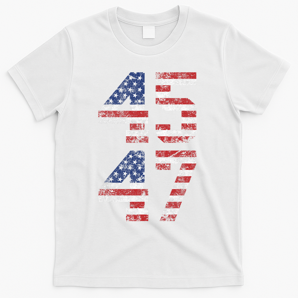 Trump 2024 45 47 Vintage Usa Flag T-Shirt - White