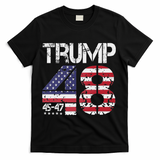 Trump 2028 President 45 47 48 American Flag Trump 2028 T-Shirt - Black