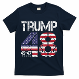 Trump 2028 President 45 47 48 American Flag Trump 2028 T-Shirt - Navy