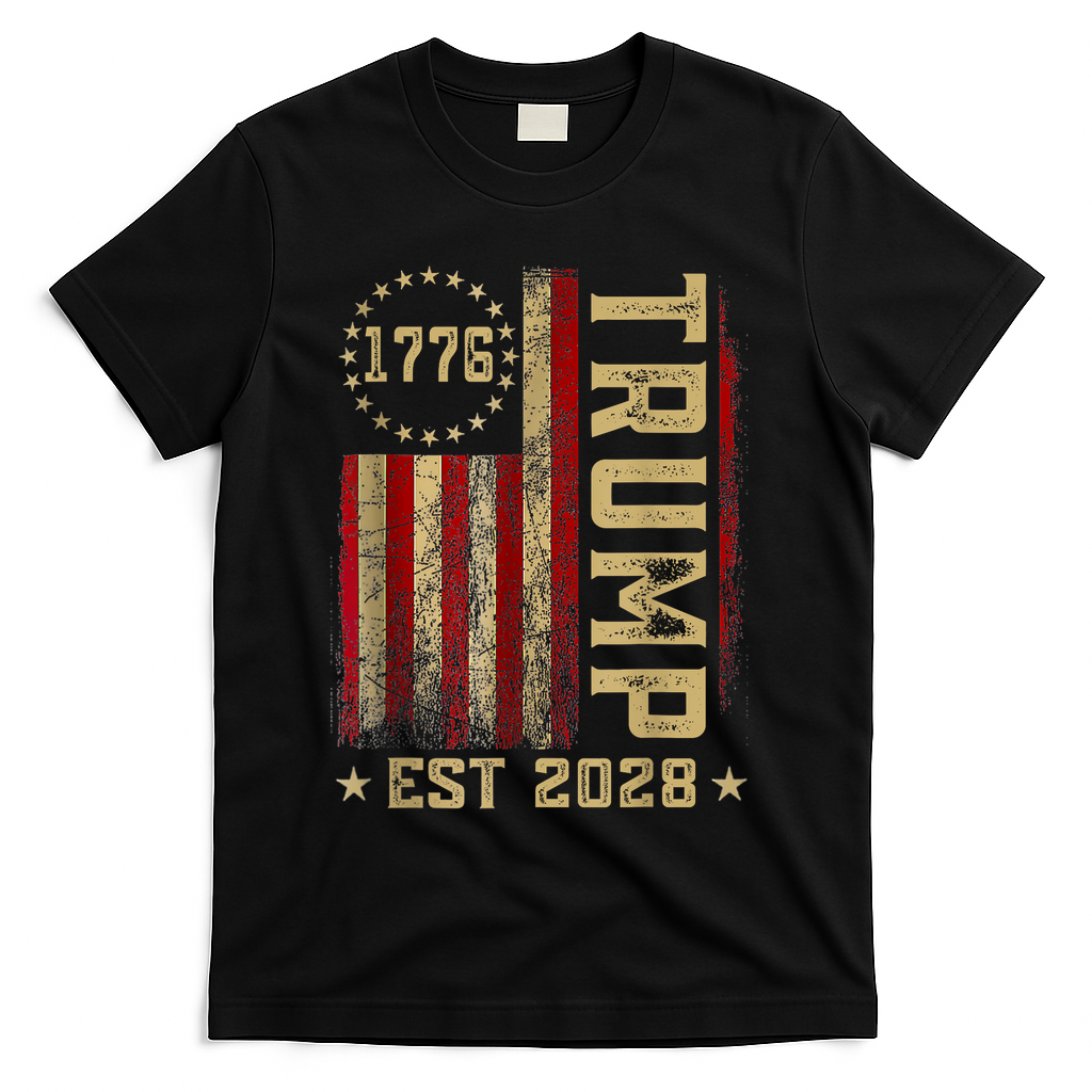 Trump 2028 Vote Donald Trump America US Flag Vintage T-Shirt - Black