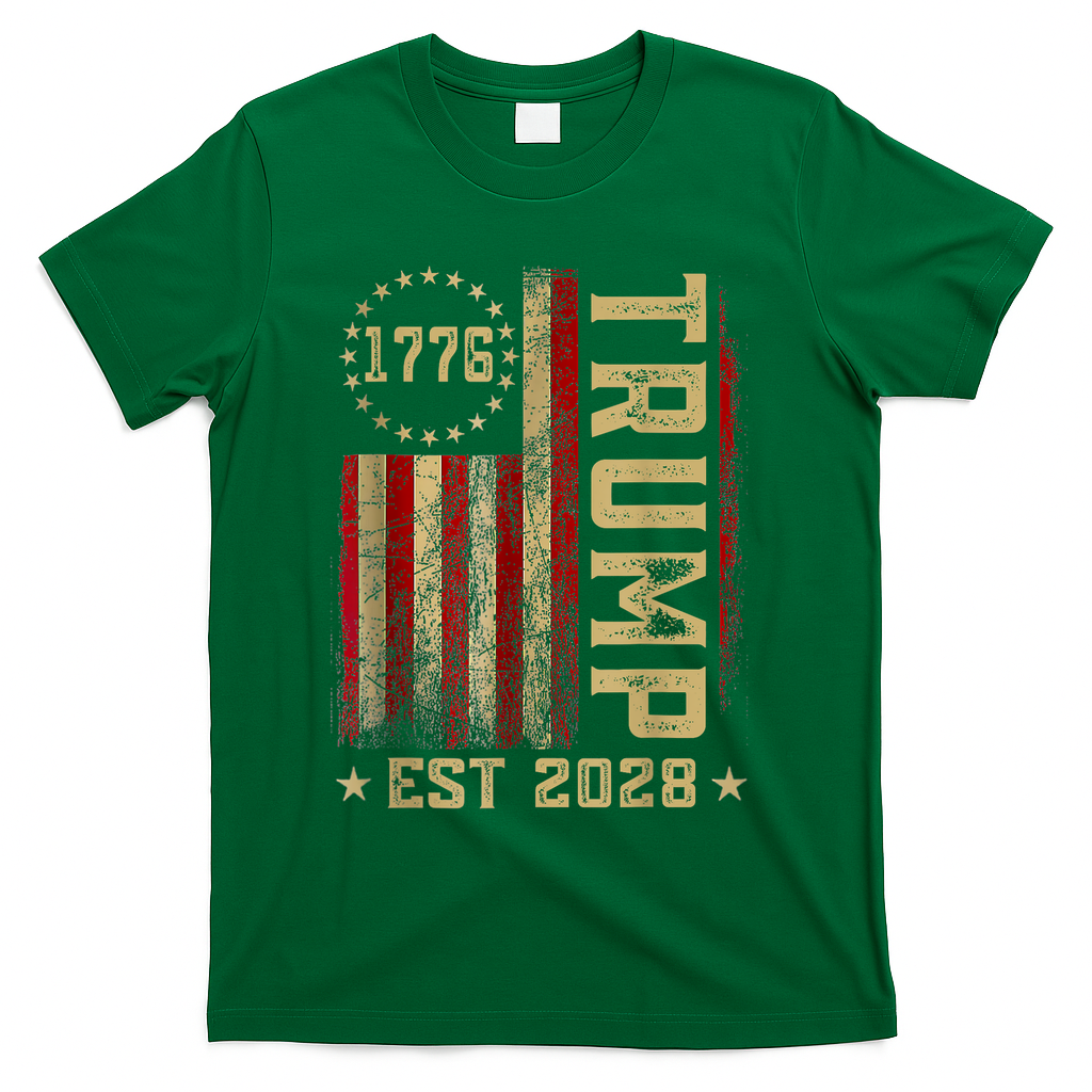 Trump 2028 Vote Donald Trump America US Flag Vintage T-Shirt - Green