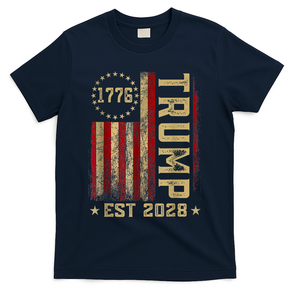 Trump 2028 Vote Donald Trump America US Flag Vintage T-Shirt - Navy