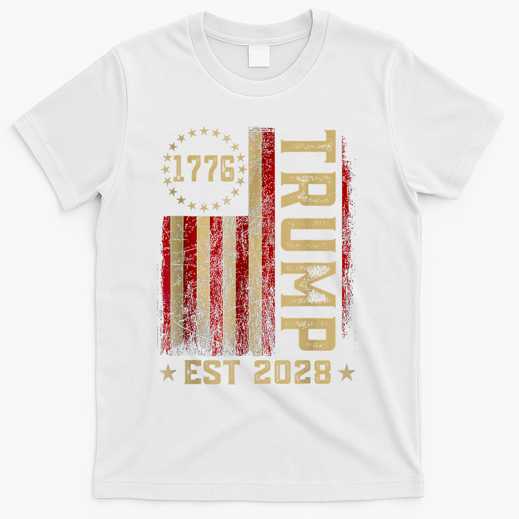 Trump 2028 Vote Donald Trump America US Flag Vintage T-Shirt - White