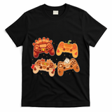 Thanksgiving Autumn Fall Video Game Controllers T-Shirt - Black