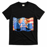 Trump And Musk One Heart Team Funny United States Flag T-Shirt - Black