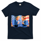 Trump And Musk One Heart Team Funny United States Flag T-Shirt - Navy