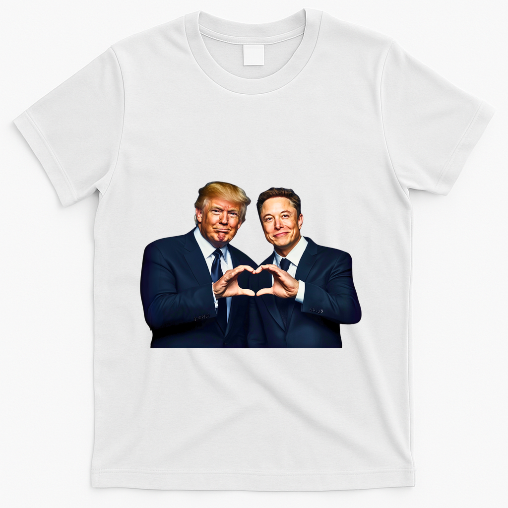 Trump And Musk One Heart Team Funny T-Shirt - White