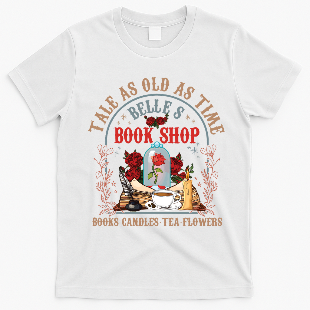 Tale As Old As Time Belles Book Shop T-Shirt - White