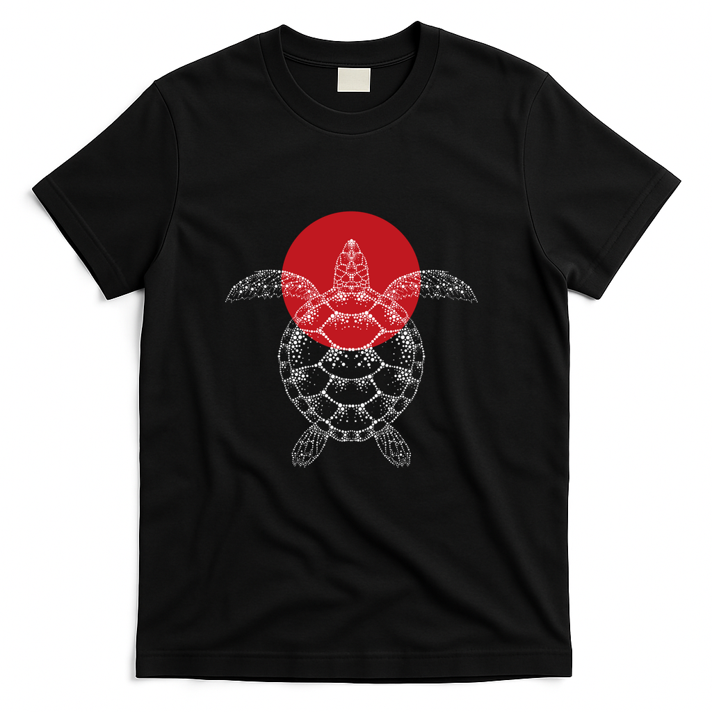 Turtle and red moon - Black