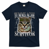 Tummy Ache Survivor Cat Meme Funny Saying Cats Animals  T-Shirt