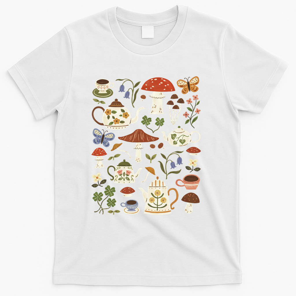Teapots and Toadstools - White