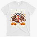 Turkey And Touchdowns Football Thanksgiving T-Shirt - White