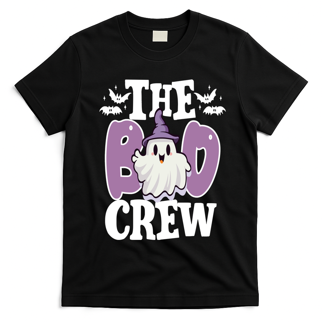 The Boo Crew Cute Halloween Ghost T-Shirt - Black