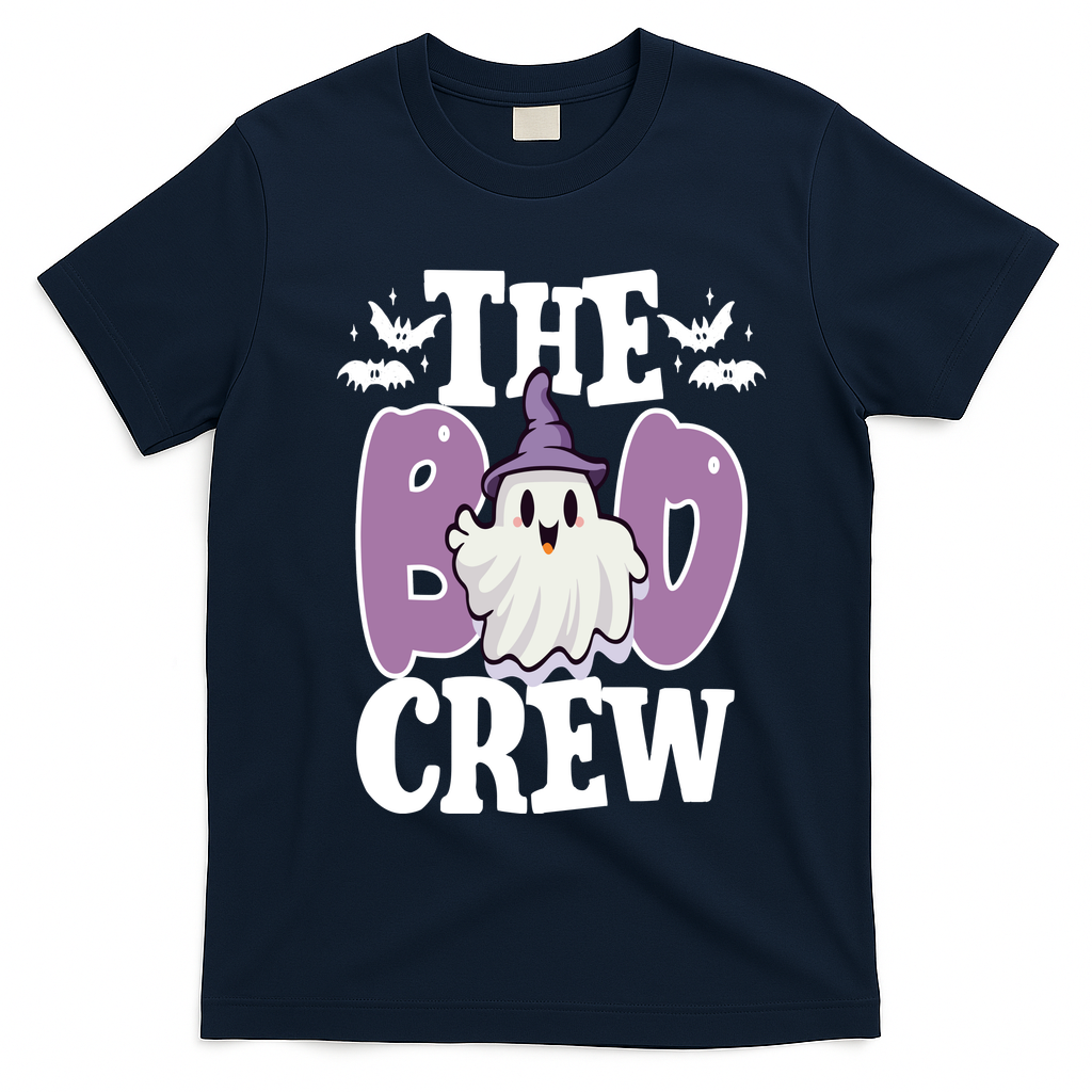 The Boo Crew Cute Halloween Ghost T-Shirt - Navy Blue