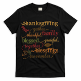 Thankful Blessings Thanksgiving Family T-Shirt - Black