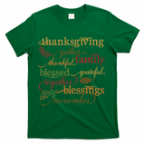 Thankful Blessings Thanksgiving Family T-Shirt - Green