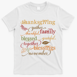Thankful Blessings Thanksgiving Family T-Shirt - White