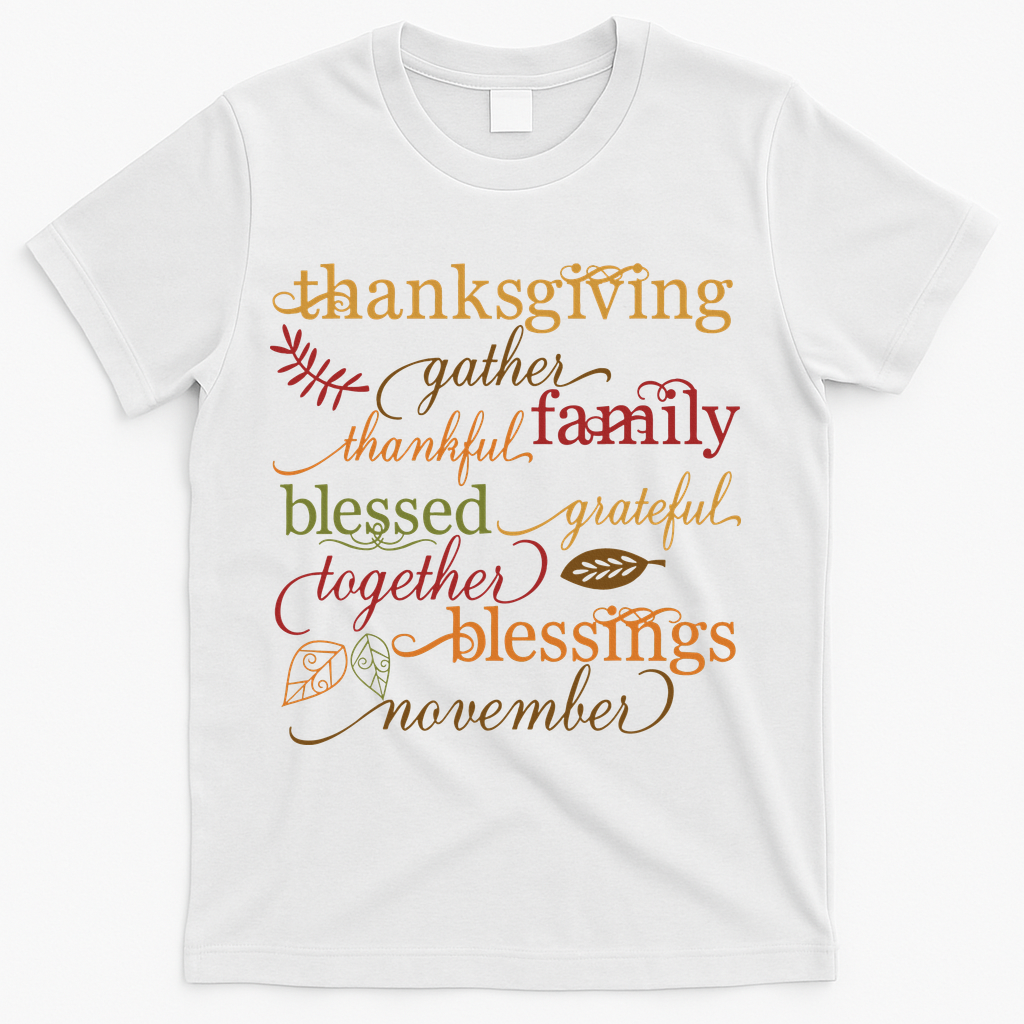 Thankful Blessings Thanksgiving Family T-Shirt - White