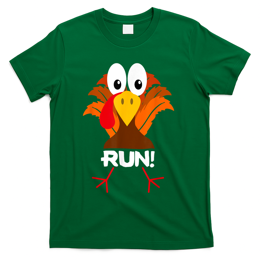 Turkey Costume Adult Running Face Turkey Trot T-Shirt - Green