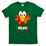 Turkey Costume Adult Running Face Turkey Trot T-Shirt - Green
