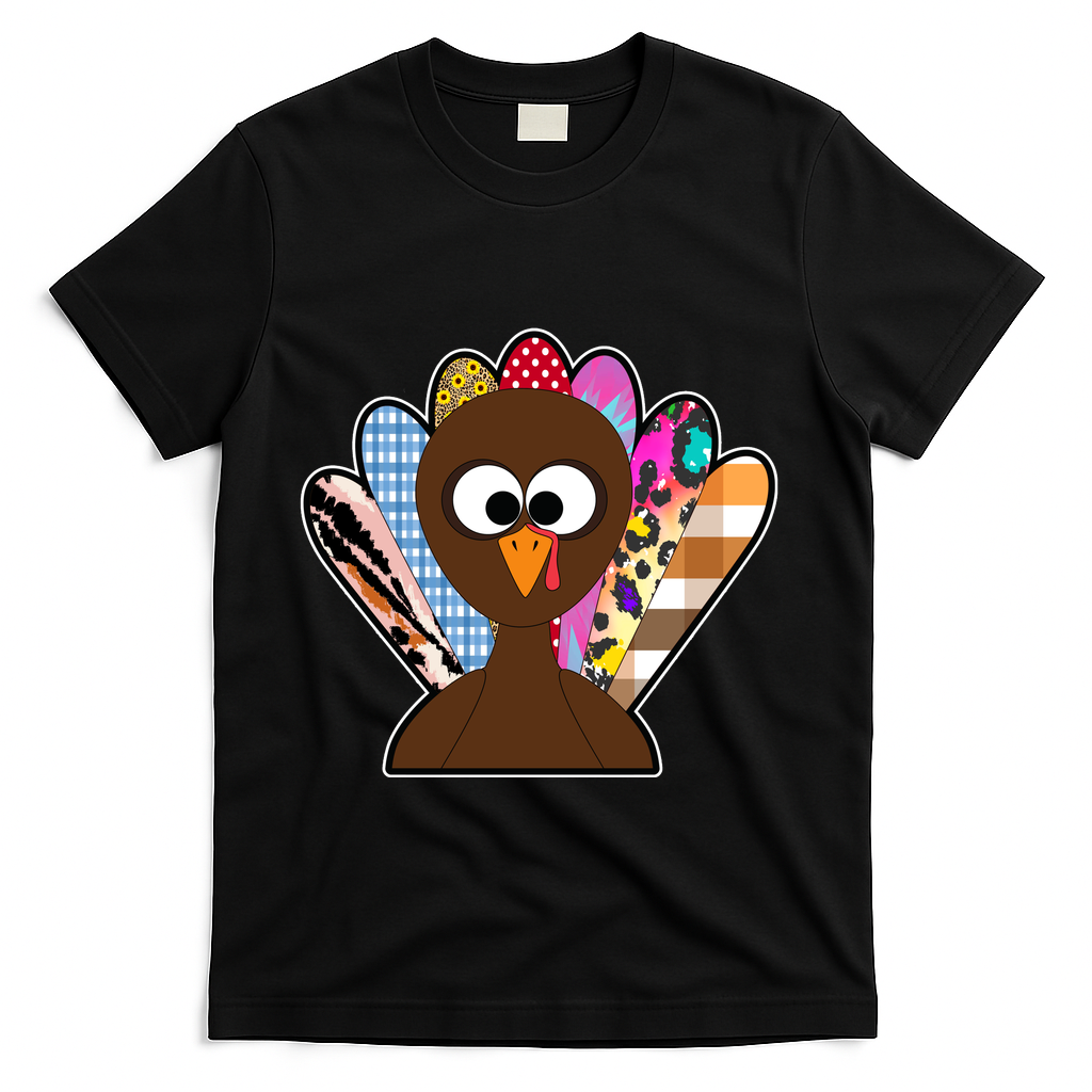 Turkey Colorful Abstract Thanksgiving T-Shirt - Black