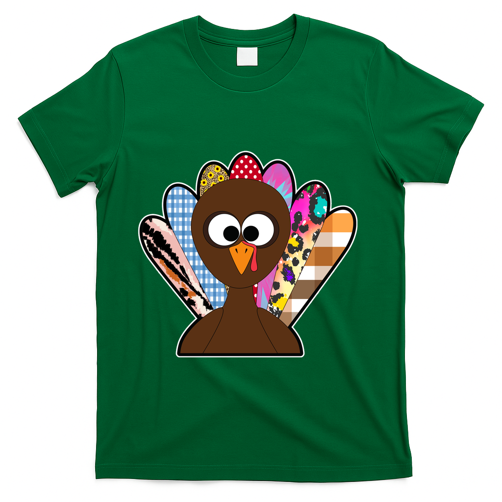 Turkey Colorful Abstract Thanksgiving T-Shirt - Green