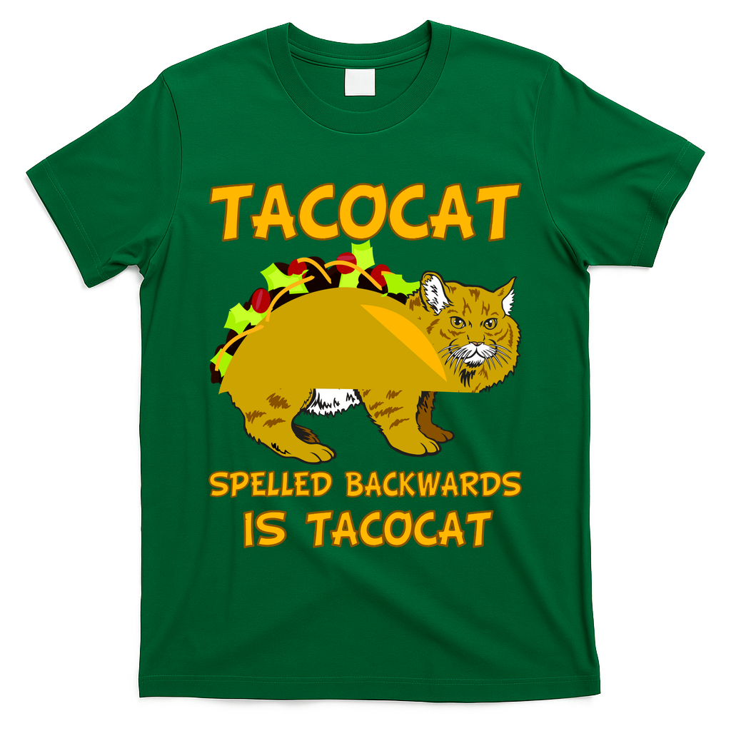 Tacocat Spelled Backwards Funny Cat T-Shirt