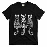 Three Cats Motif Paisley Cute Animal Cat Lovers Artists T-Shirt
