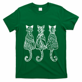 Three Cats Motif Paisley Cute Animal Cat Lovers Artists T-Shirt