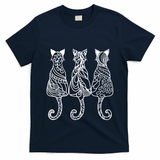 Three Cats Motif Paisley Cute Animal Cat Lovers Artists T-Shirt