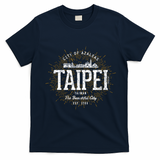 Taipei City of Azaleas Vintage Graphic Art T-Shirt - Navy Blue