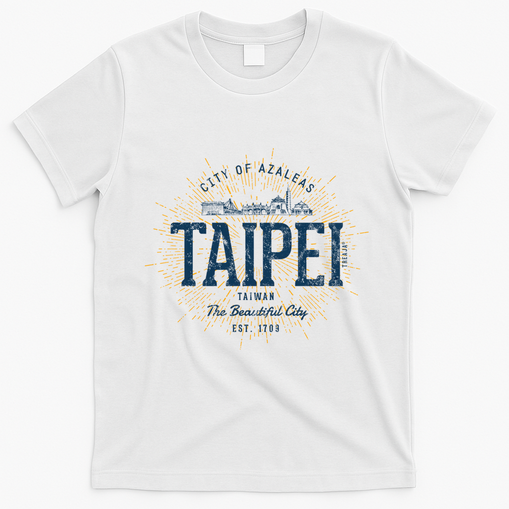 Taipei City of Azaleas Vintage Graphic Art T-Shirt - White