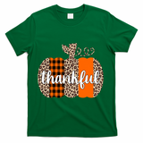 Thankful Cheetah Plaid Pumpkin Cute Holiday T-Shirt - Green