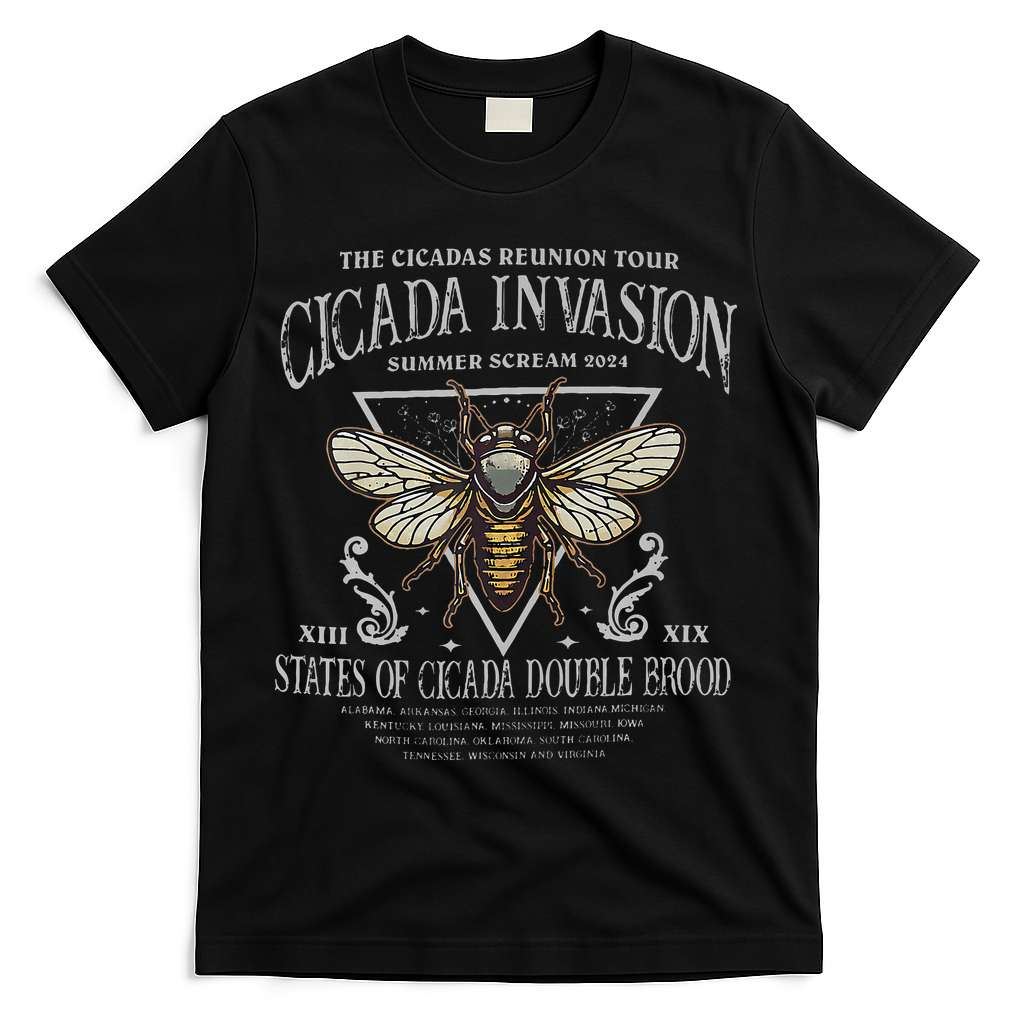 The Cicadas Reunion Cicada Nature Lover Summer 2024 T-Shirt - Black