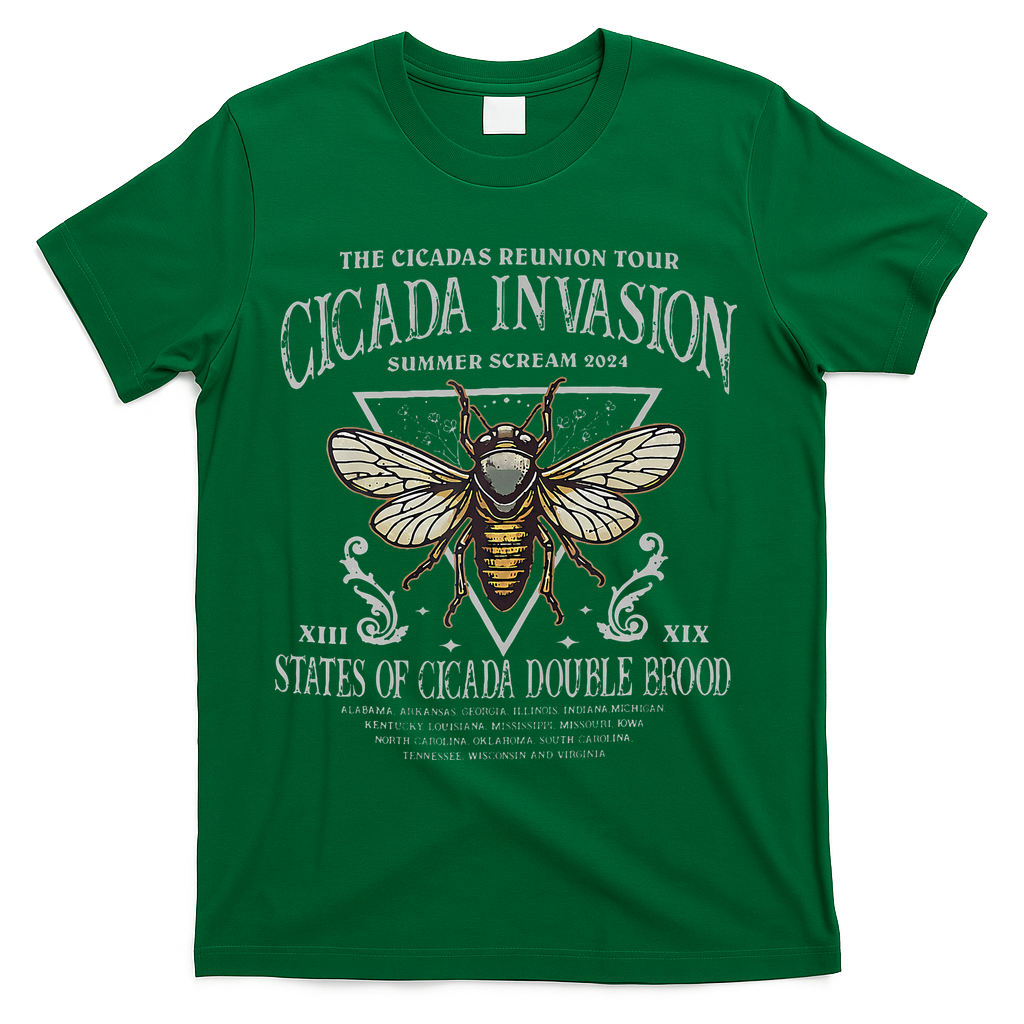 The Cicadas Reunion Cicada Nature Lover Summer 2024 T-Shirt - Green