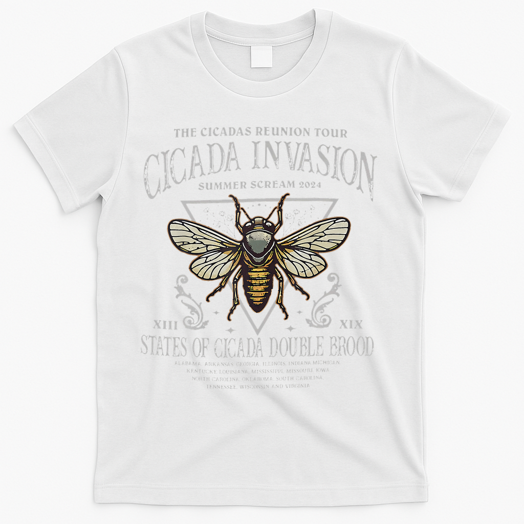 The Cicadas Reunion Cicada Nature Lover Summer 2024 T-Shirt - White