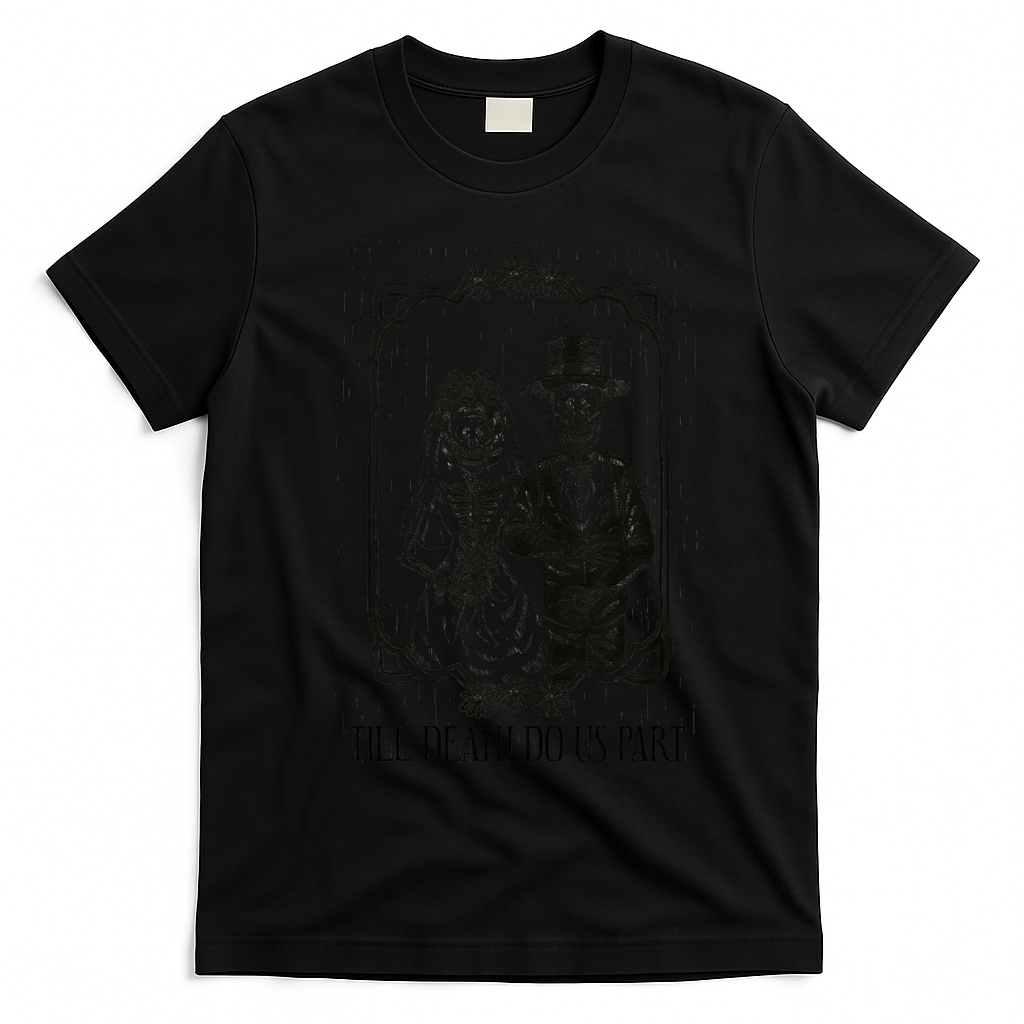 Till Death Do Us Part Skeleton Wedding Couple Valentines Day T-Shirt - Black