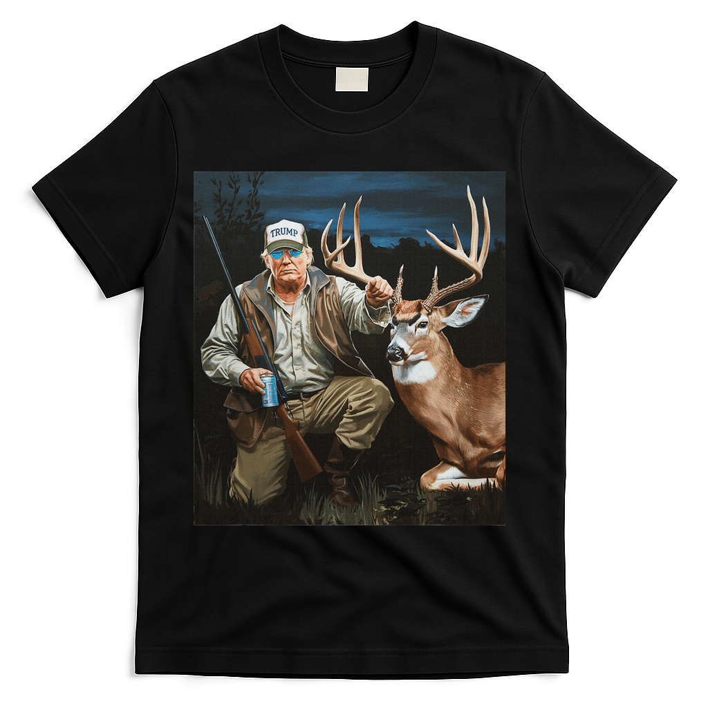 Trump Deer Hunting Donald Trump Old School Camouflage T-Shirt - Black