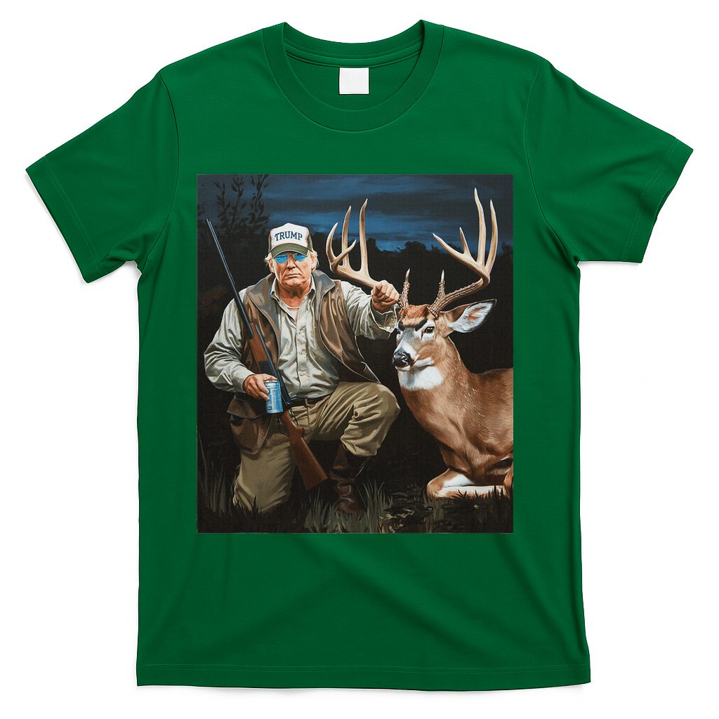 Trump Deer Hunting Donald Trump Old School Camouflage T-Shirt - Green