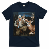 Trump Deer Hunting Donald Trump Old School Camouflage T-Shirt - Navy