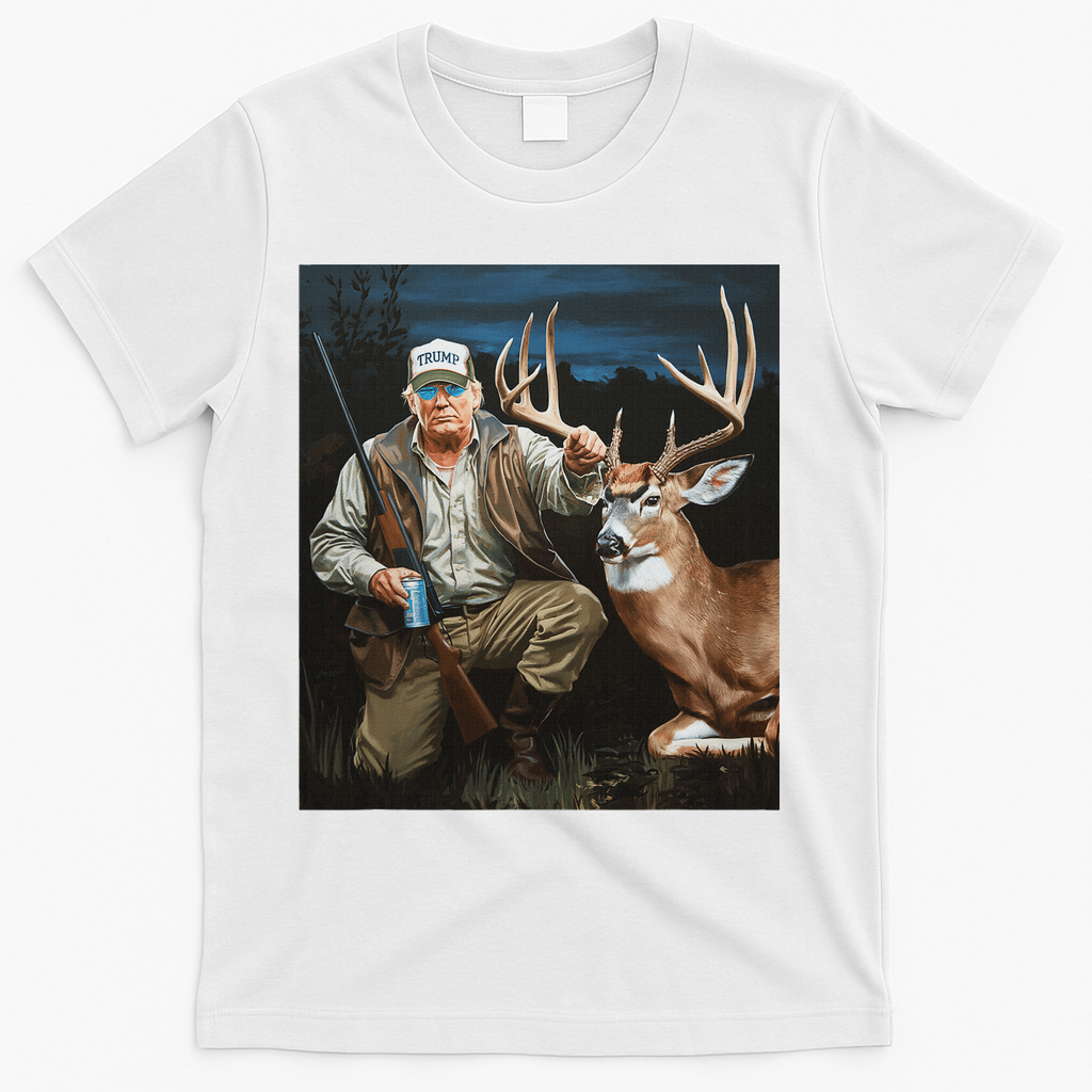 Trump Deer Hunting Donald Trump Old School Camouflage T-Shirt - White