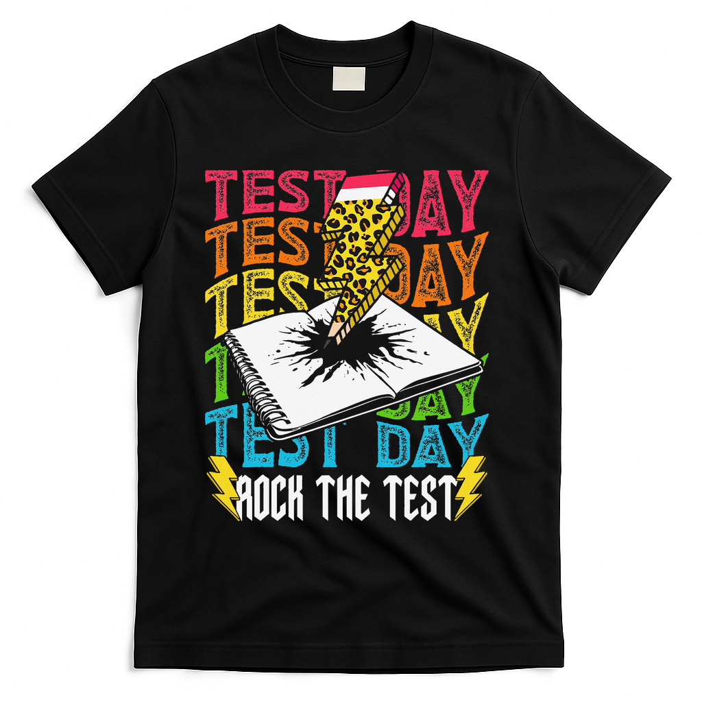 Testing Day Motivational School Teacher Rock The Test Day T-Shirt - Black