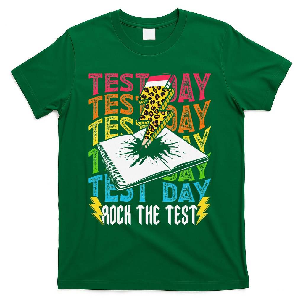 Testing Day Motivational School Teacher Rock The Test Day T-Shirt - Green